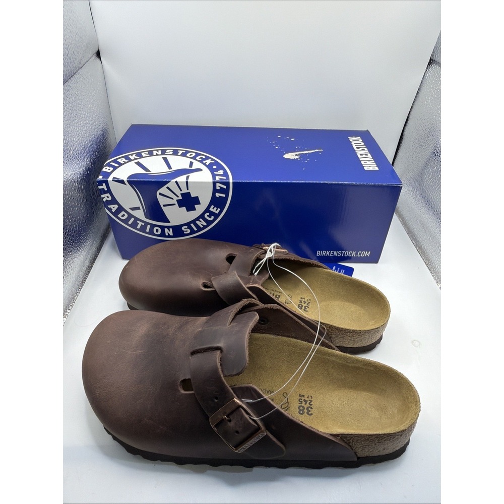 BIRKENSTOCK BOSTON HABANA LEATHER UNISEX CLOGS Size Women's 7, Men's 5 NIB